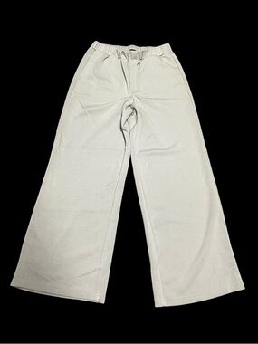 Wide Leg Casual Pull-On Pants - Light Gray
